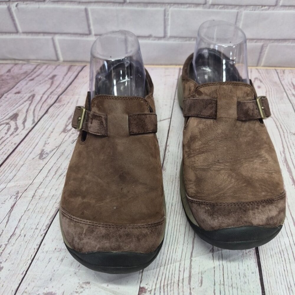 Merrell Encore Kassie Buckle Slide Flats Women's SZ 9 Brown Leather - Picture 2 of 9